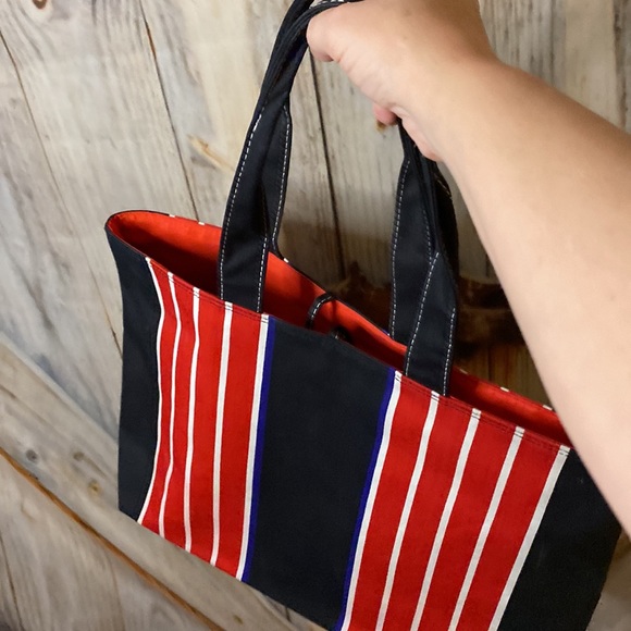 Striped Lined Canvas Striped Tote Bag NWOT O - Picture 7 of 7